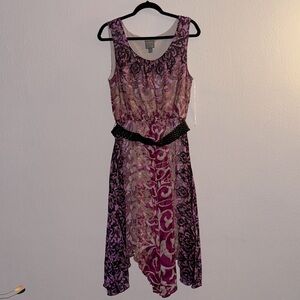 EUC Asymmetrical Hem Floral Boho Dress Size 12